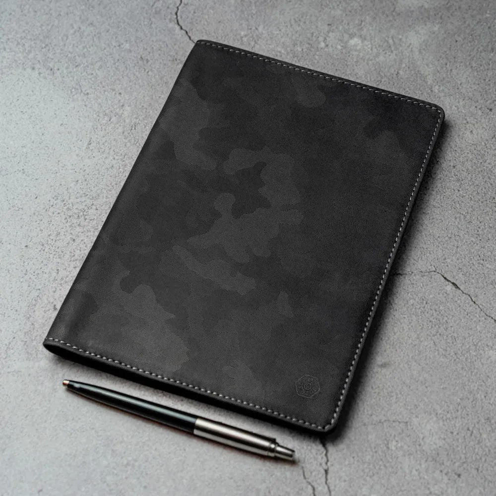 Leather A5 Notebook Cover, Black Camo