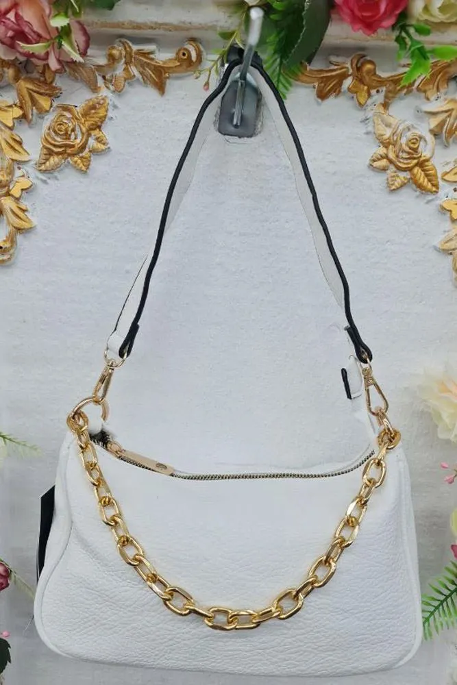 Leather Crescent Chain Shoulder Bag