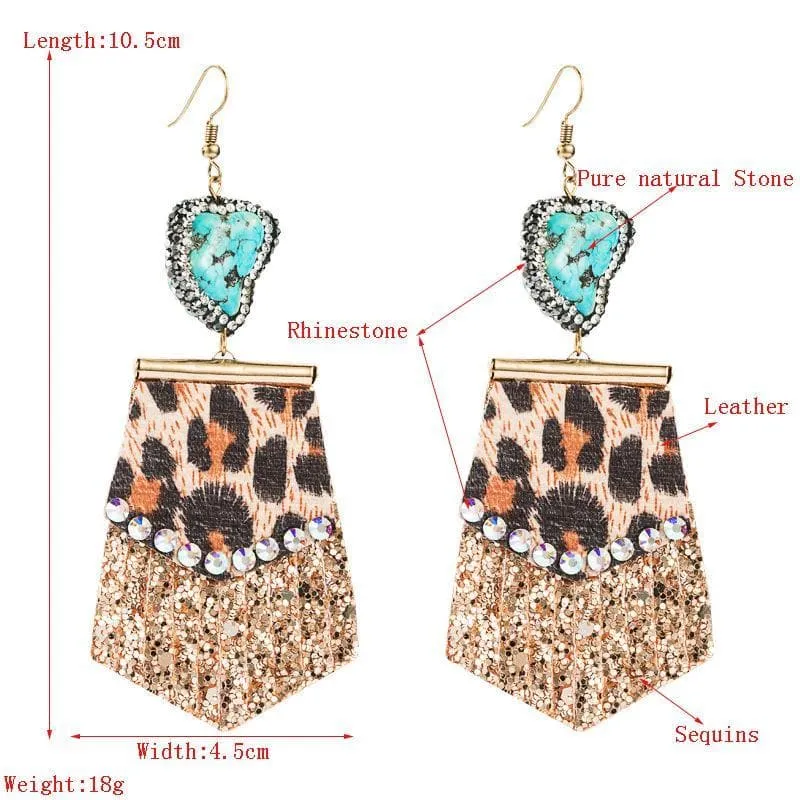 Leopard-print Leather Earrings