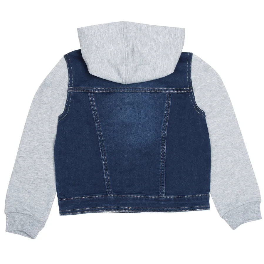 Levi's Kids cotton jacket with hood for infants 6E8564-D1M dark blue gray