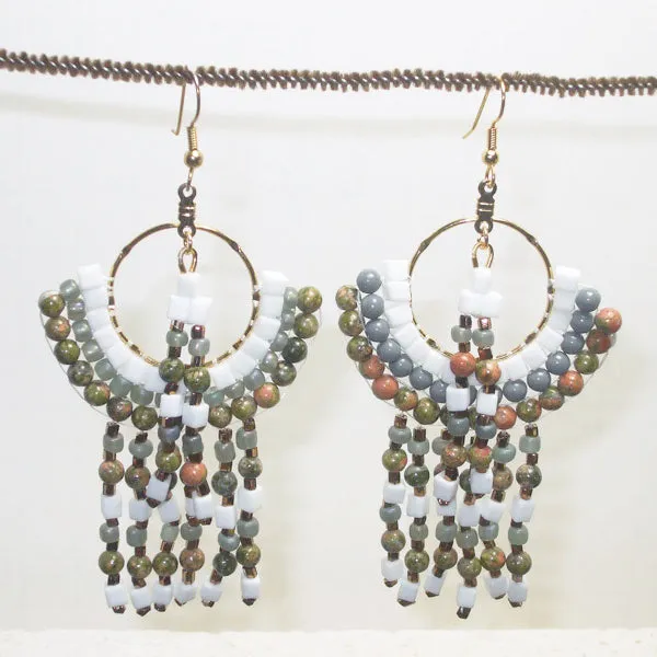 Llana Hoop Fringe Agate Earrings