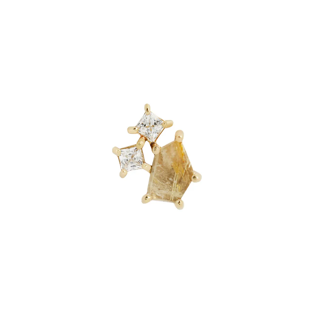 Lyra - Rutilated Quartz   CZ - Threadless End