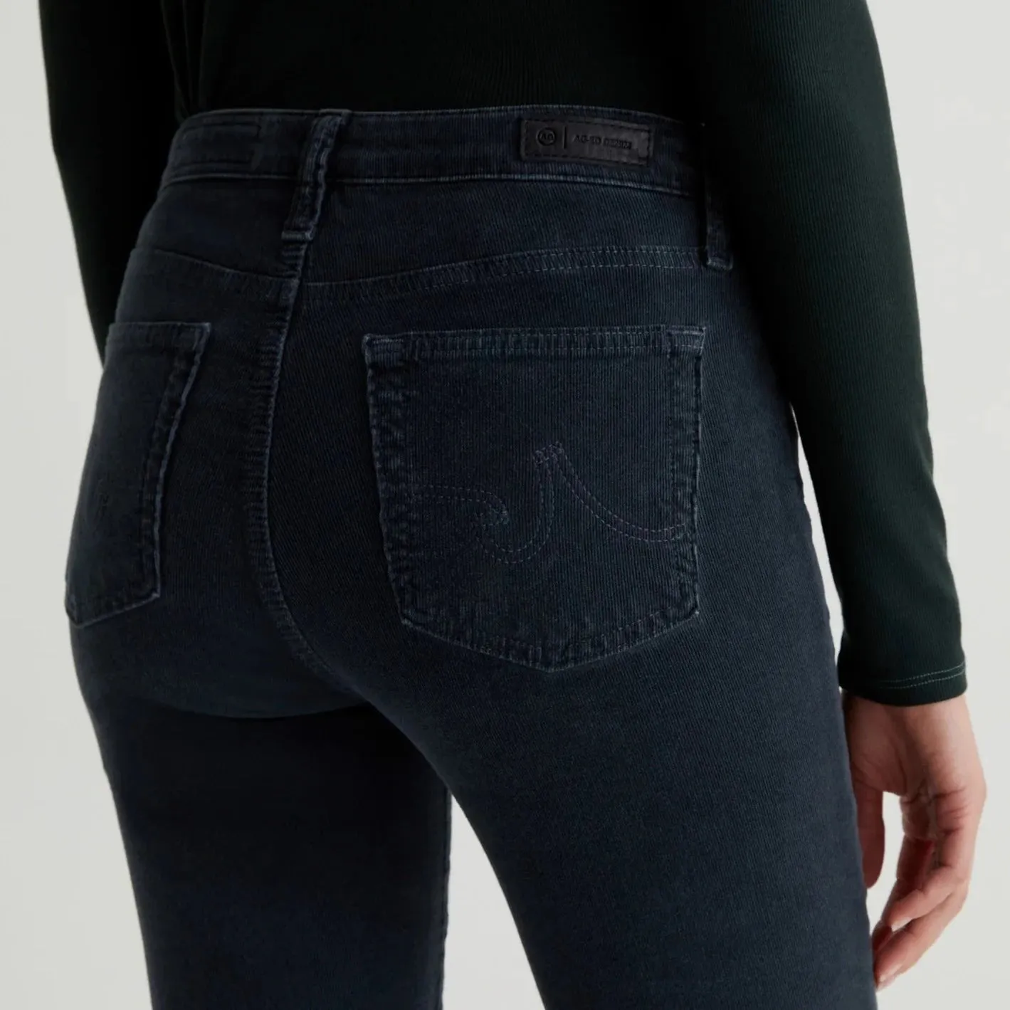 Mari High-Rise Slim Corduroy Jean (Melange Smoke)