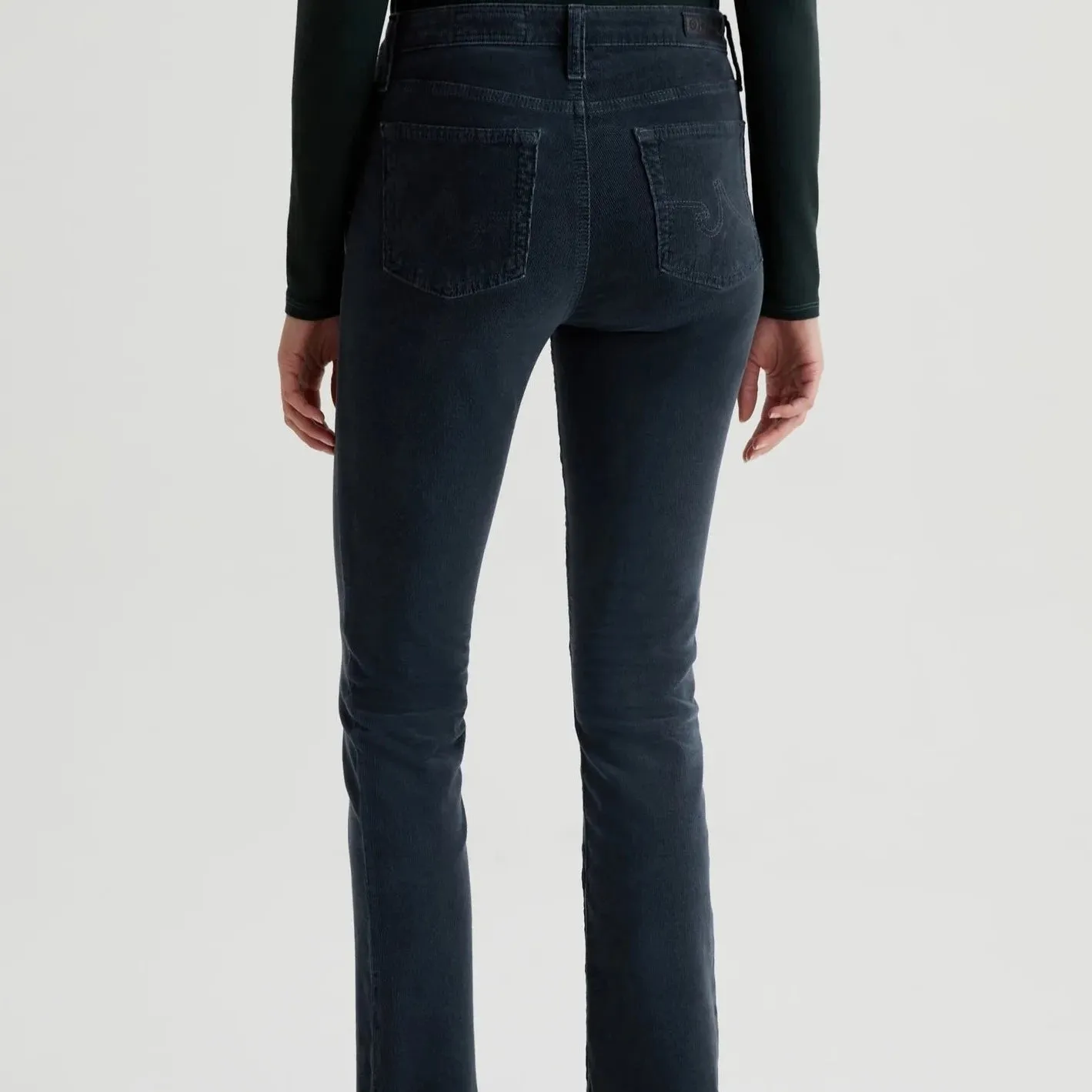 Mari High-Rise Slim Corduroy Jean (Melange Smoke)