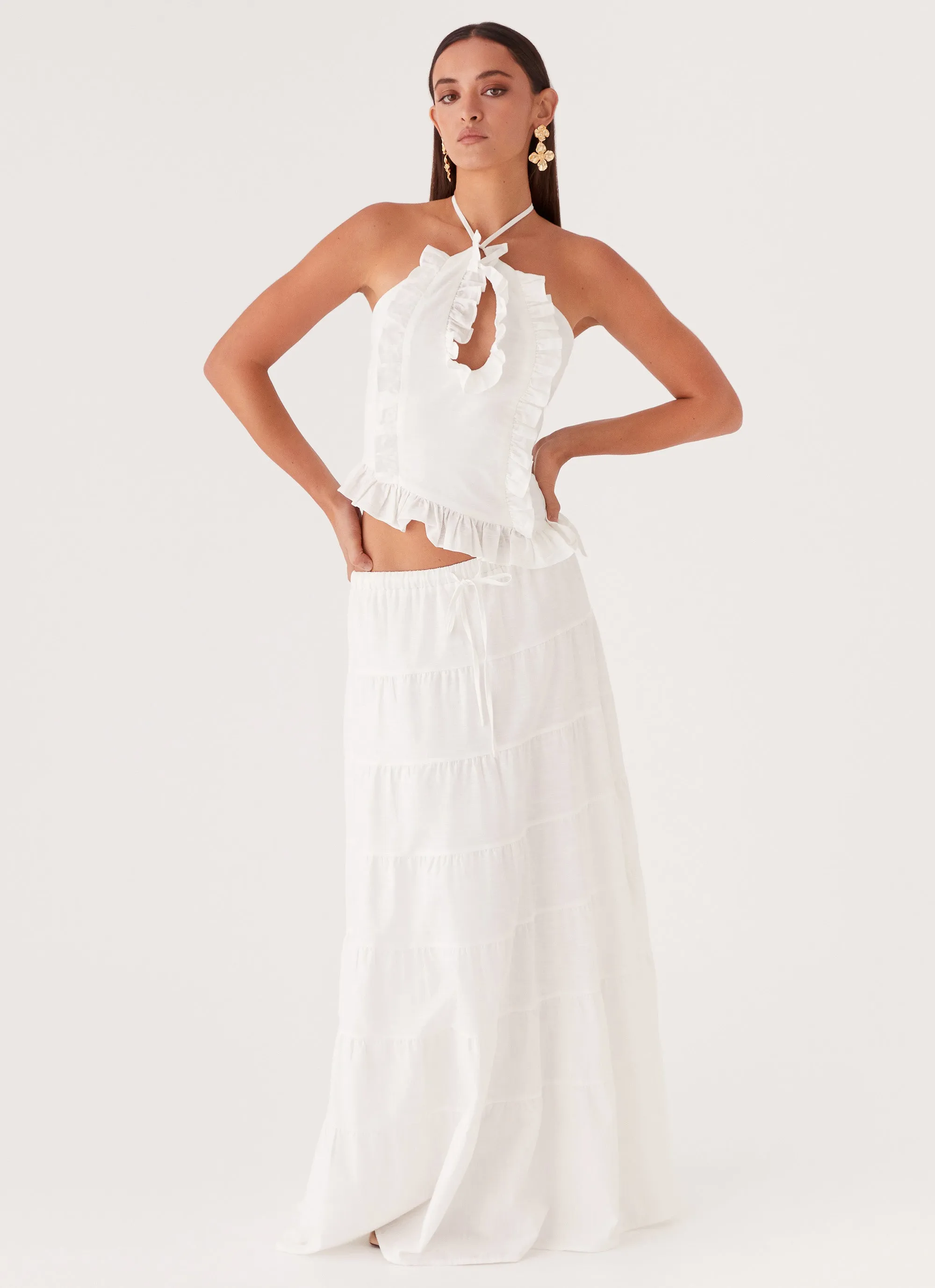 Mariella Linen Top - White