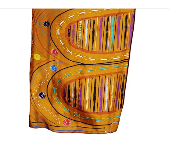 MARTE EGELE Hand-rolled Edges Orange Yellow Silk Twill Scarf