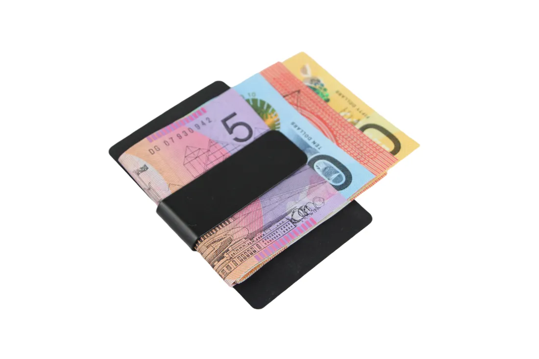 Mens Black 2cms Wide Solid Money Clip