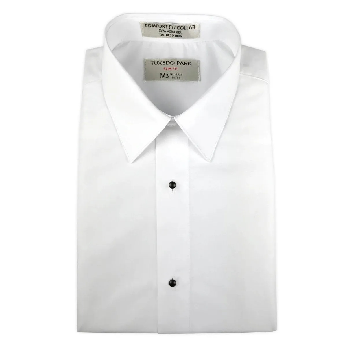 Men's Solid White Microfiber Formal Tuxedo Shirt - RENTAL