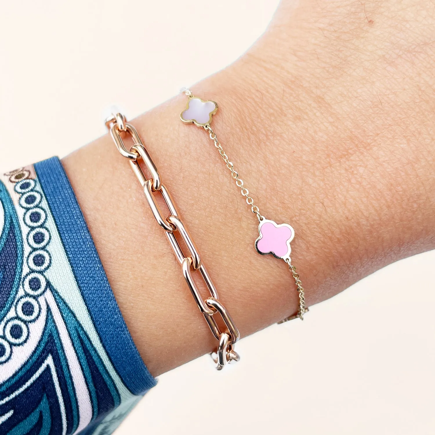 Mini Pink Mixed Clover Bracelet