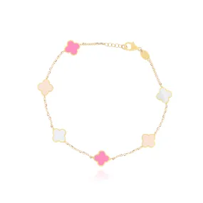 Mini Pink Mixed Clover Bracelet