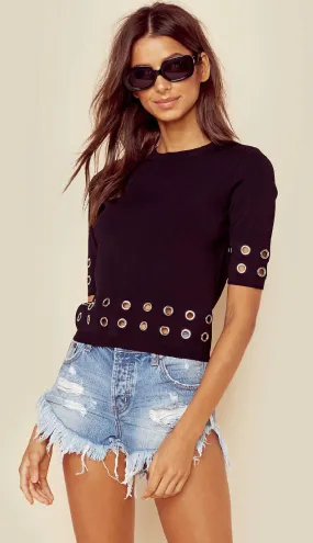 MINKPINK Eyelet Rib Top