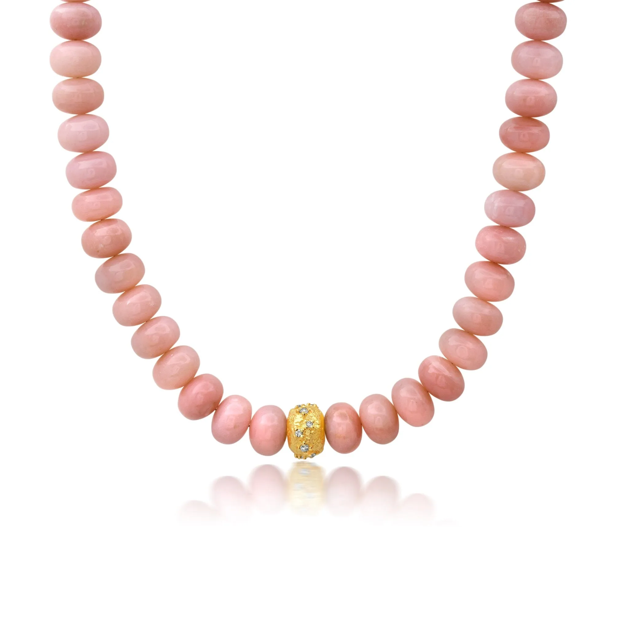 Moonscape Pink Opal   Diamond Necklace