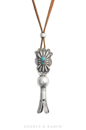 Necklace, Leather Thong, Turquoise, Royston Mine, Jesse Robbins Hallmark, Artisan, Contemporary, 1776