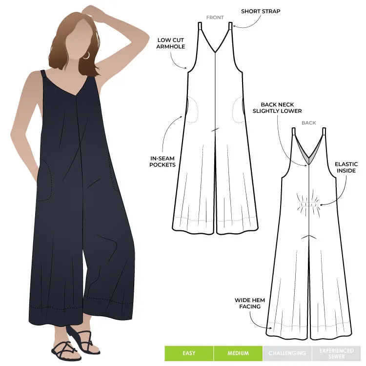 Norman Jumpsuit Sewing Pattern by Style Arc, US Sizes 0-32