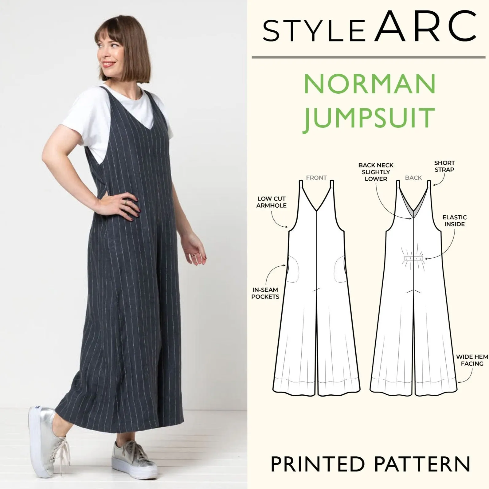 Norman Jumpsuit Sewing Pattern by Style Arc, US Sizes 0-32