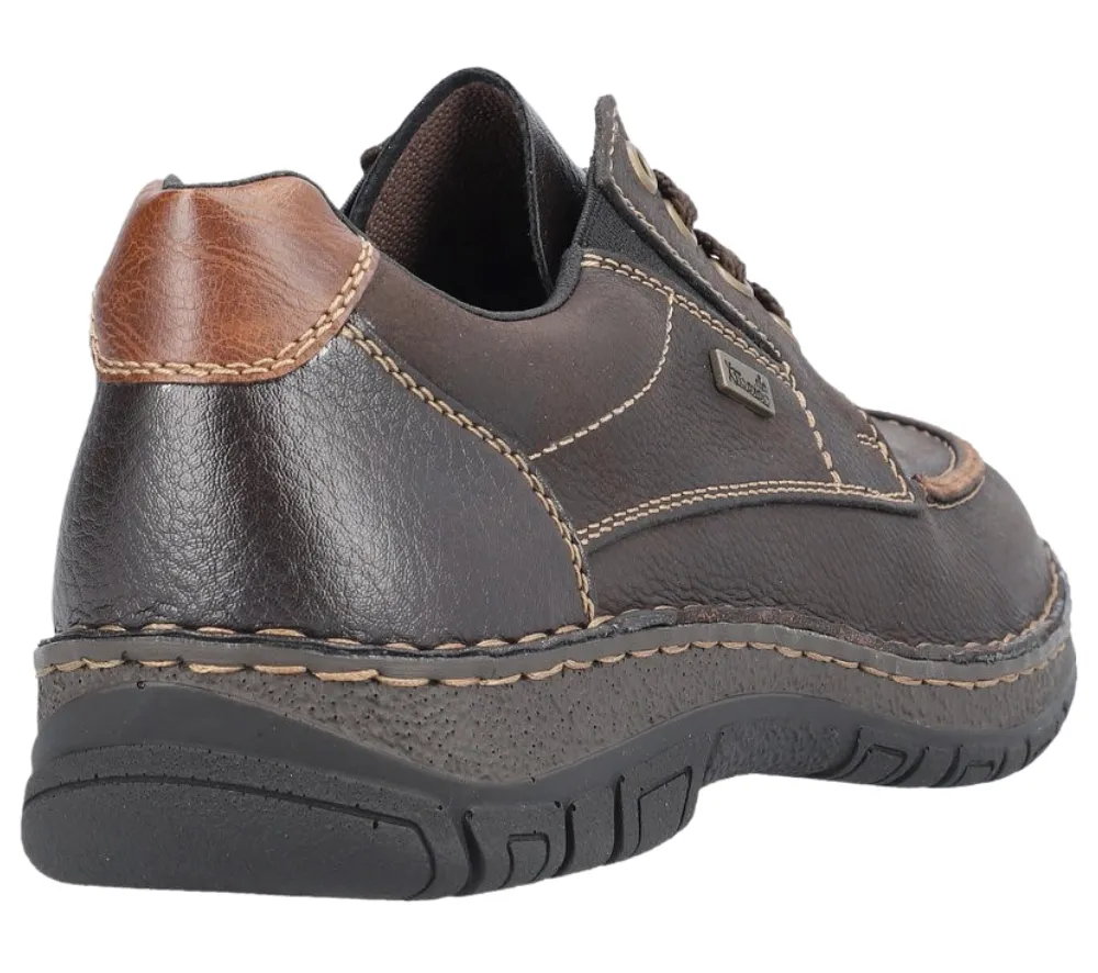 Pantofi casual, barbati, RIEKER, TEX ANTISTRESS, 05100-25 maro inchis, piele naturala