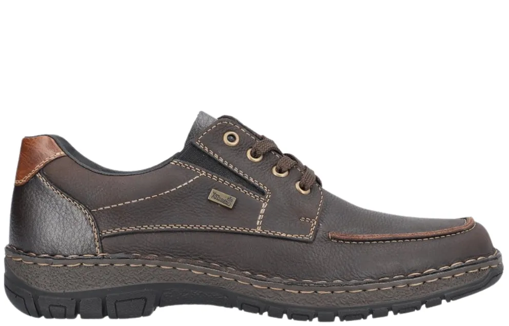 Pantofi casual, barbati, RIEKER, TEX ANTISTRESS, 05100-25 maro inchis, piele naturala