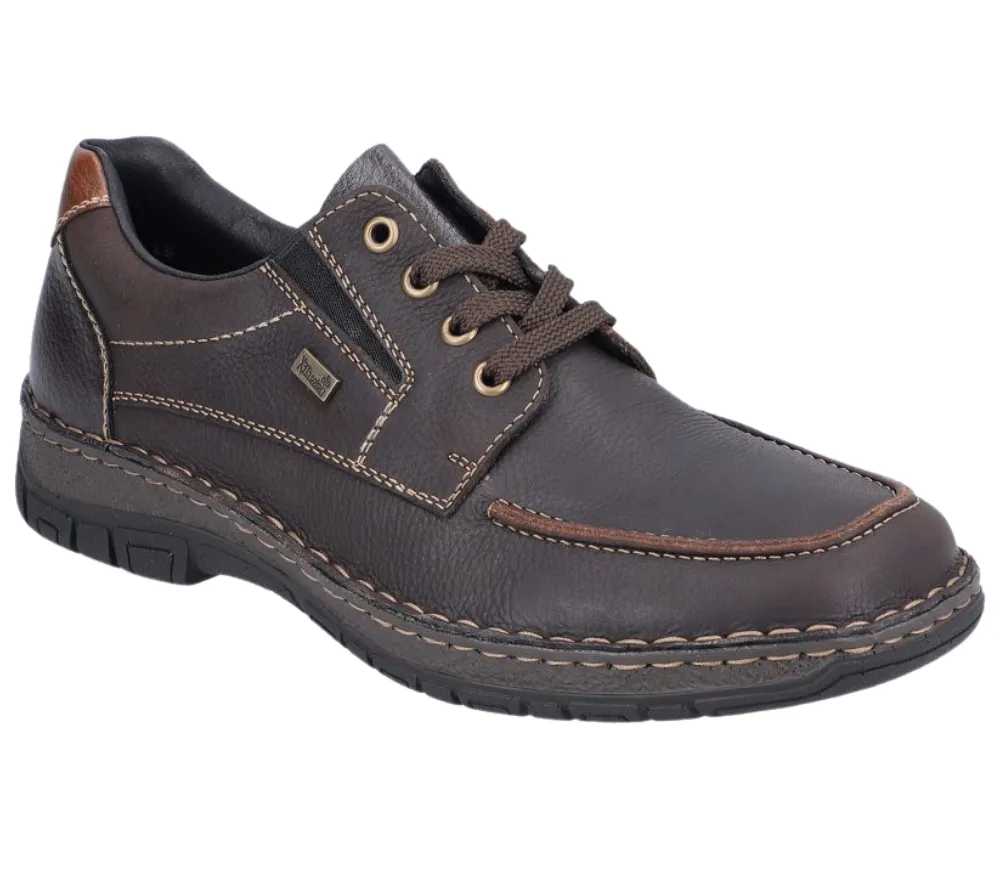 Pantofi casual, barbati, RIEKER, TEX ANTISTRESS, 05100-25 maro inchis, piele naturala