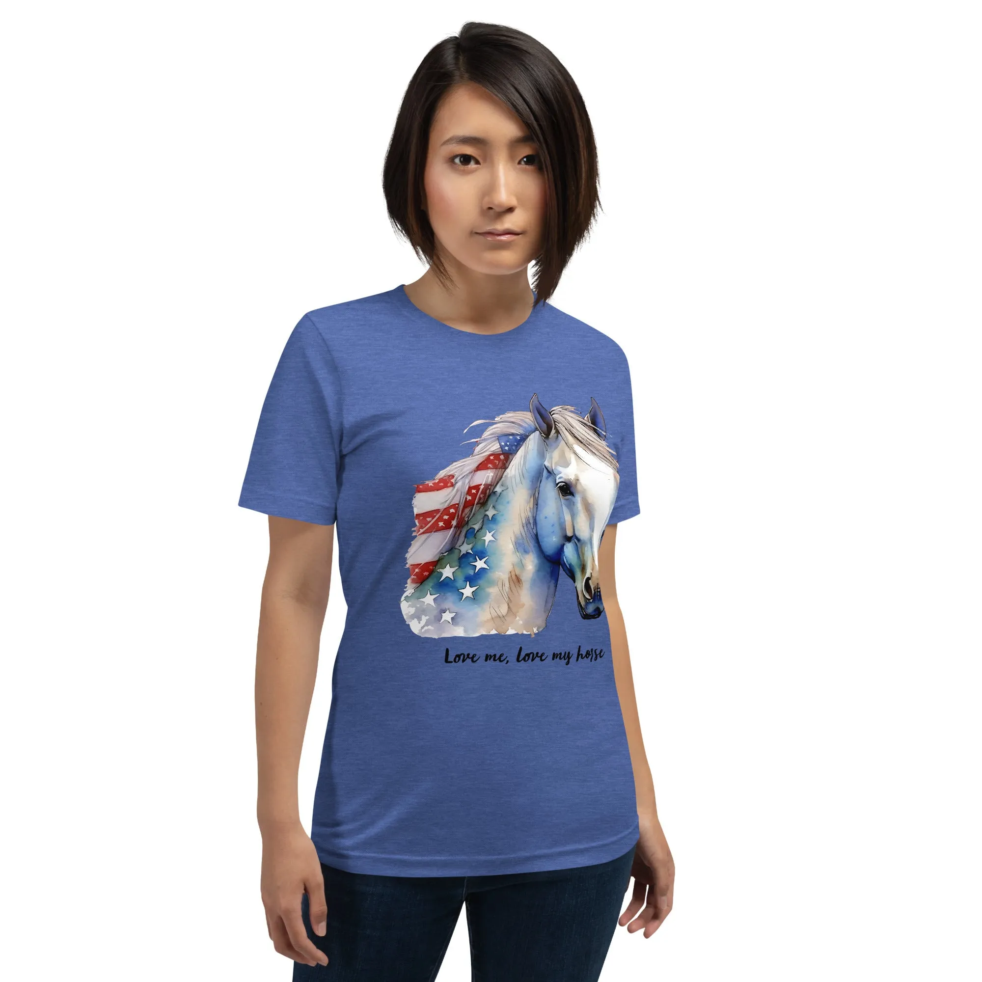 Patriotic Horse T Shirt With Customizable Text