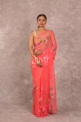 Peach Chiffon Saree