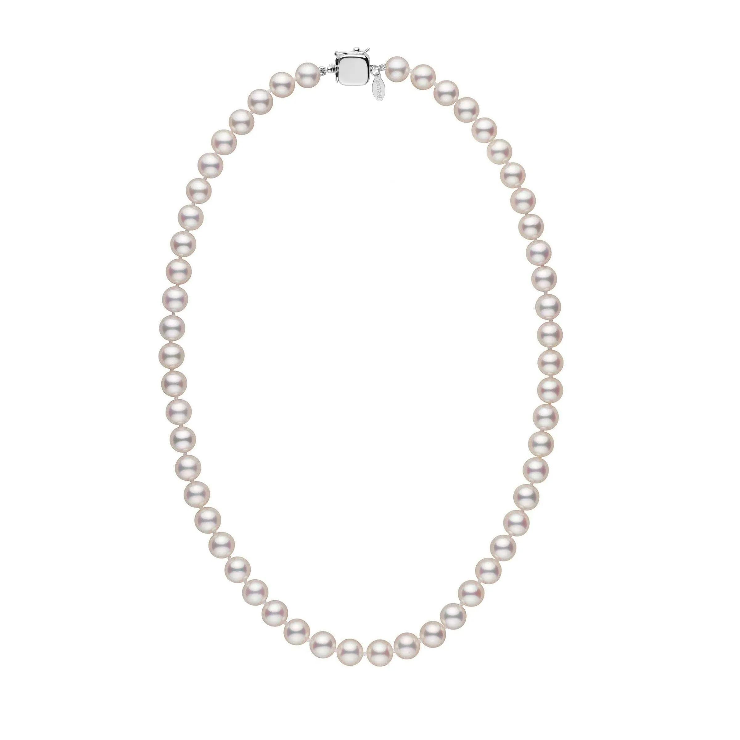 Personalized 18 Inch 7.5-8.0 mm Hanadama Akoya Pearl Square Clasp Necklace