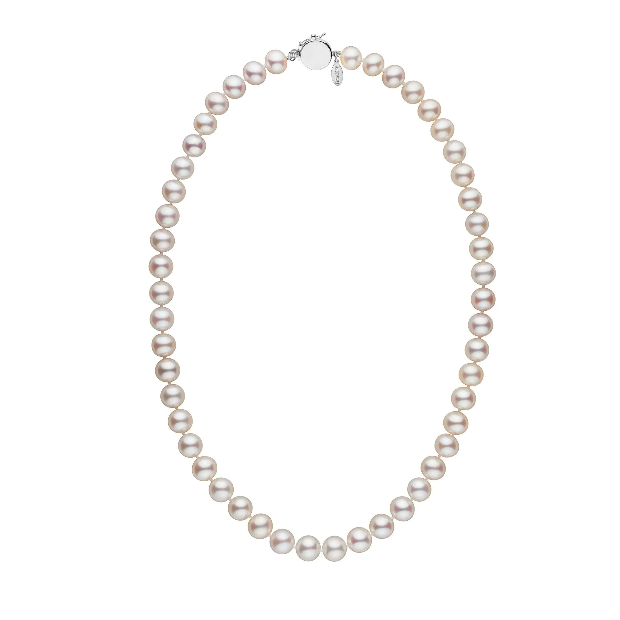 Personalized 18 Inch 8.5-9.0 mm White Freshadama Freshwater Pearl Circle Clasp Necklace