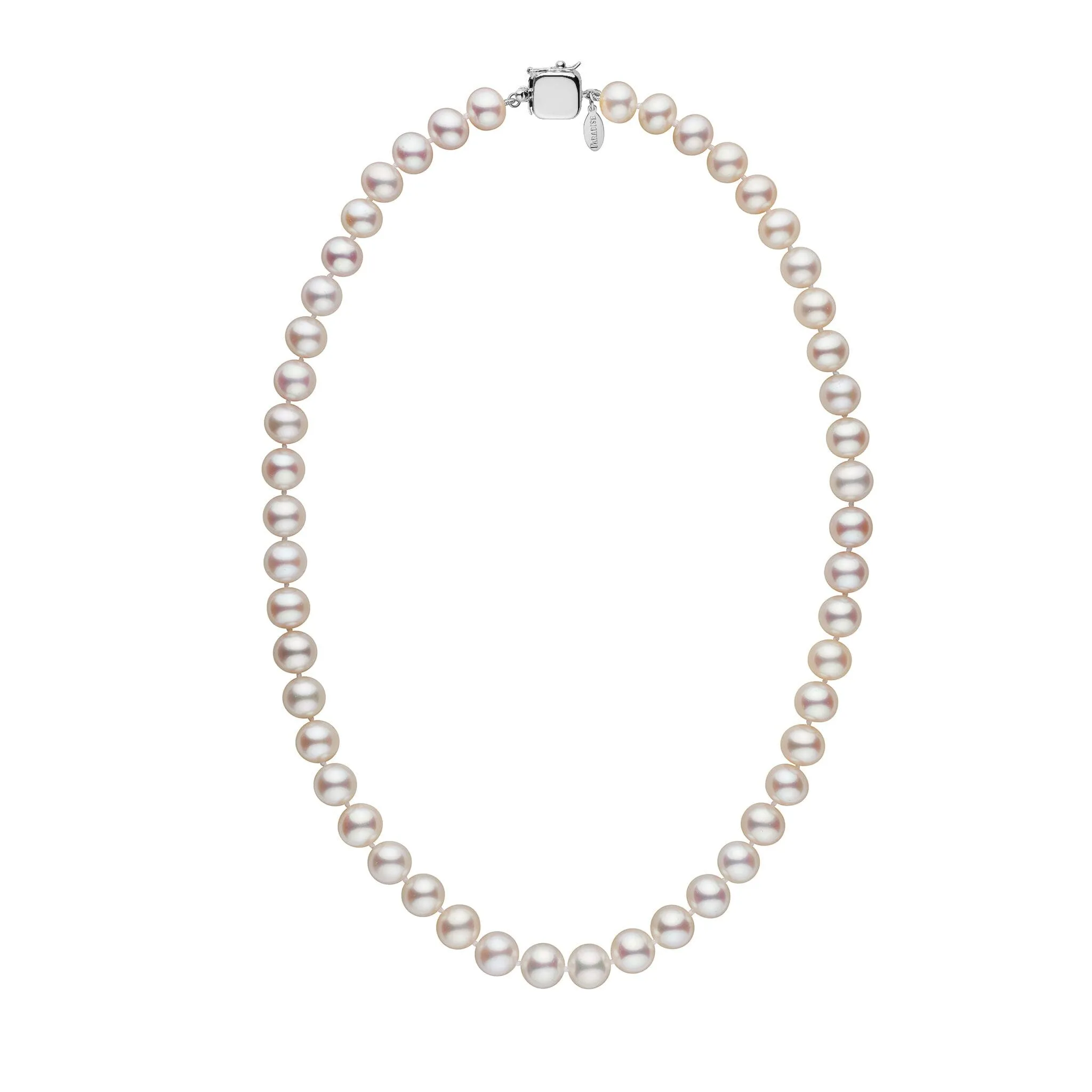 Personalized 18 Inch 8.5-9.0 mm White Freshadama Freshwater Pearl Square Clasp Necklace