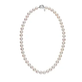 Personalized 18 Inch 8.5-9.0 mm White Freshadama Freshwater Pearl Square Clasp Necklace