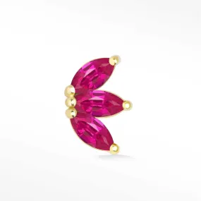 Pink Sapphire Flat Back Earring Baby Lotus 14k Yellow