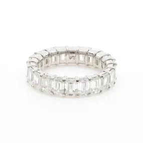 PLATINUM EMERALD-CUT DIAMOND ETERNITY BAND 7.11CTW