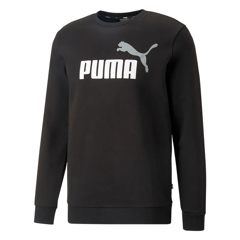 PUMA MENS ESSENTIAL 2 COLOUR BIG LOGO CREW BLACK