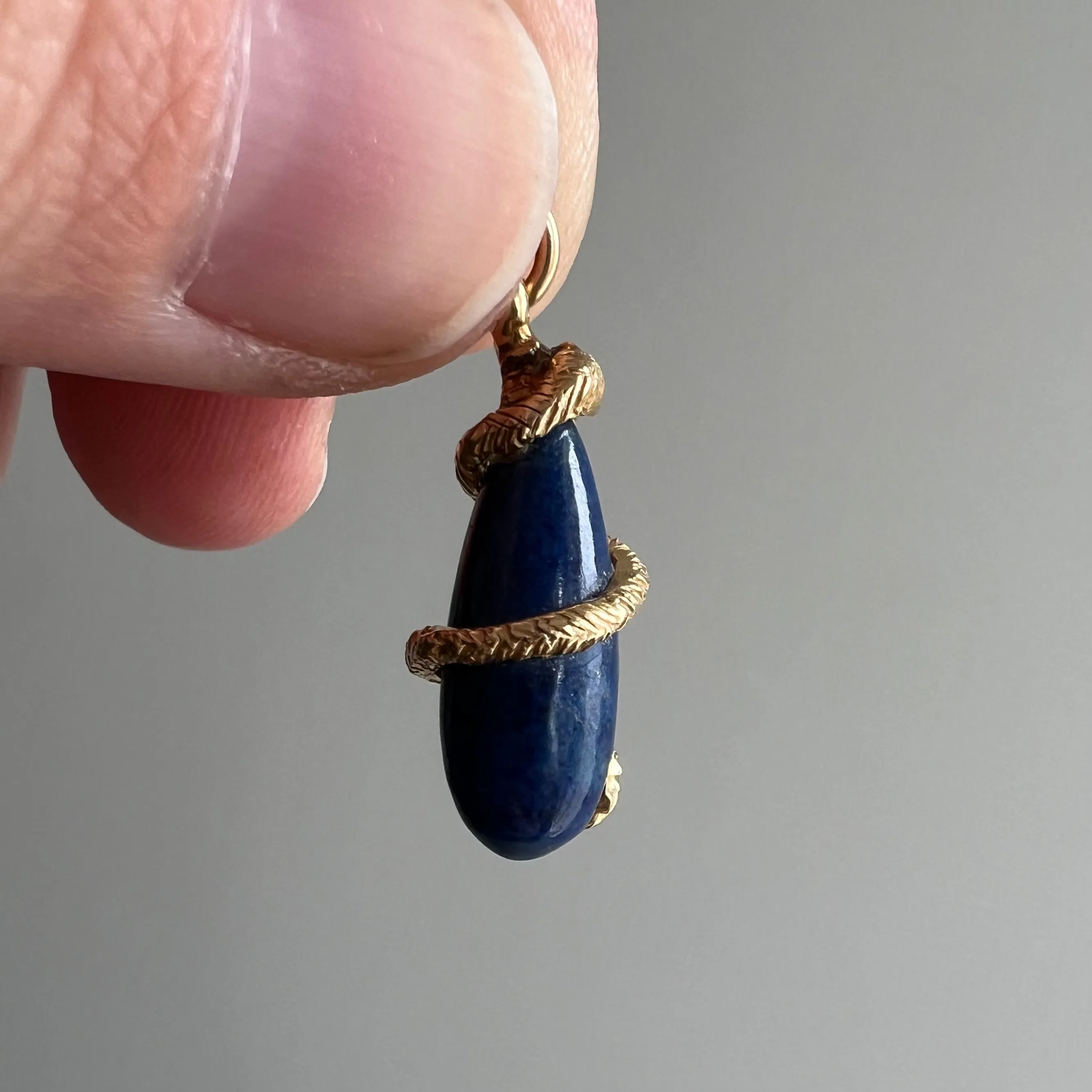 reimagined A N T I Q U E // a snake and her treasure / 14k yellow gold and lapis lazuli / a conversion pendant