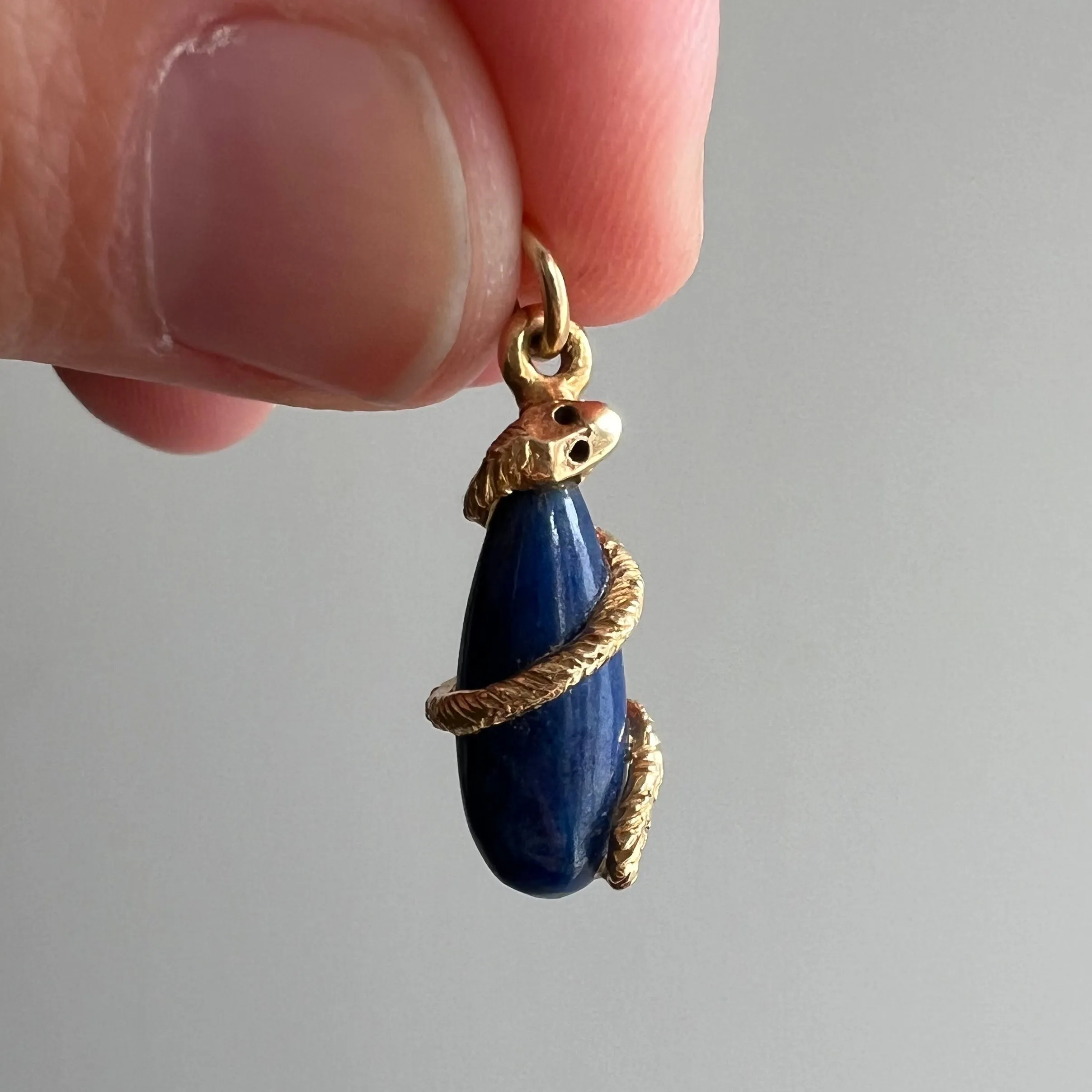 reimagined A N T I Q U E // a snake and her treasure / 14k yellow gold and lapis lazuli / a conversion pendant