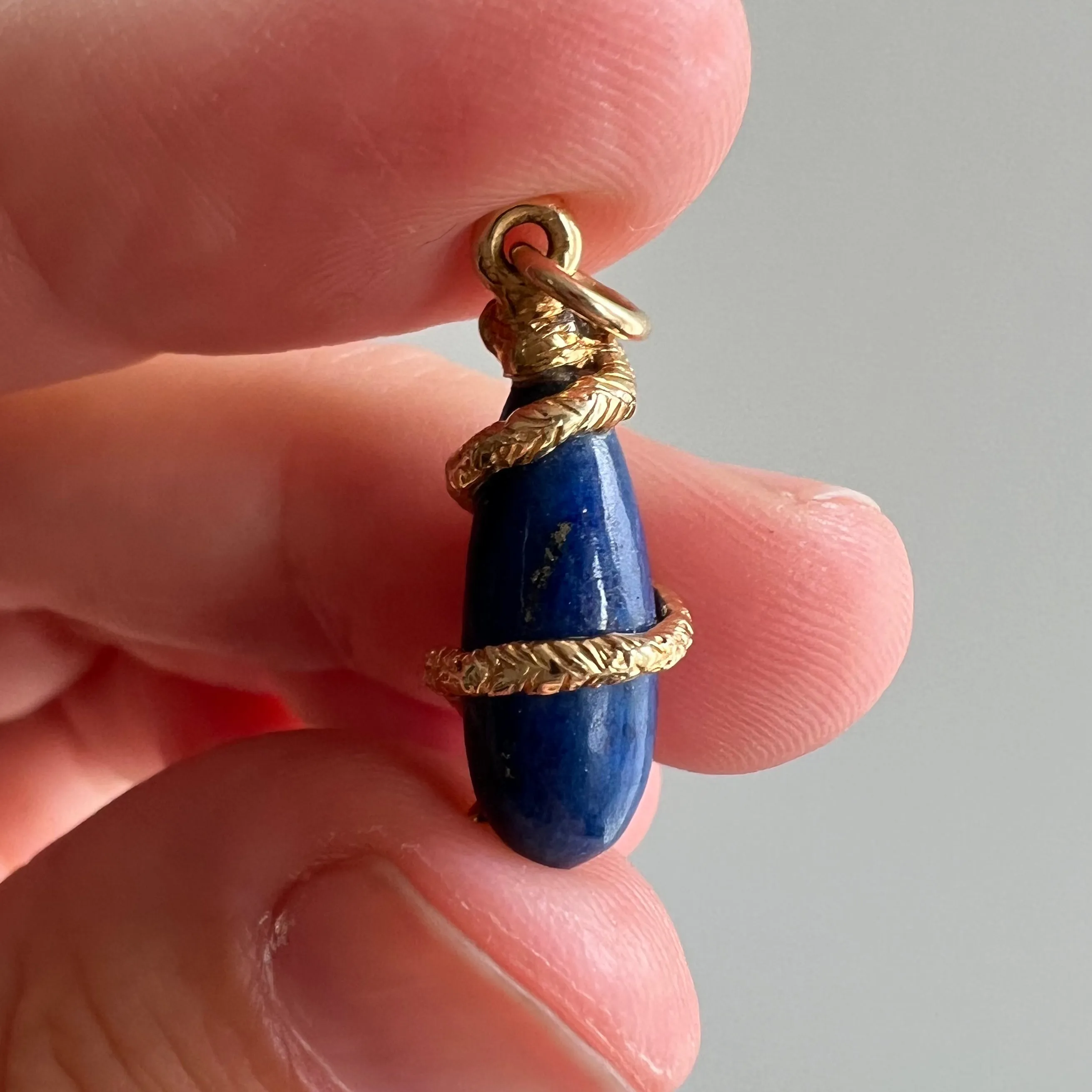 reimagined A N T I Q U E // a snake and her treasure / 14k yellow gold and lapis lazuli / a conversion pendant