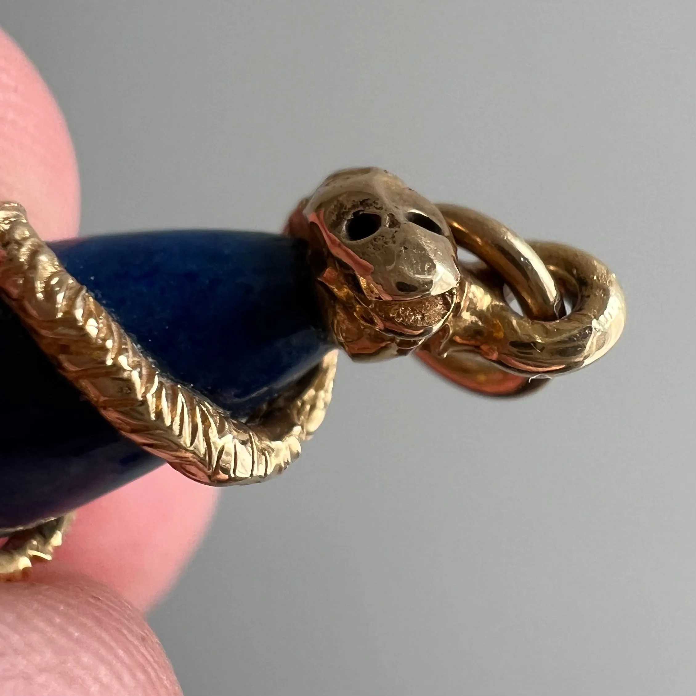 reimagined A N T I Q U E // a snake and her treasure / 14k yellow gold and lapis lazuli / a conversion pendant