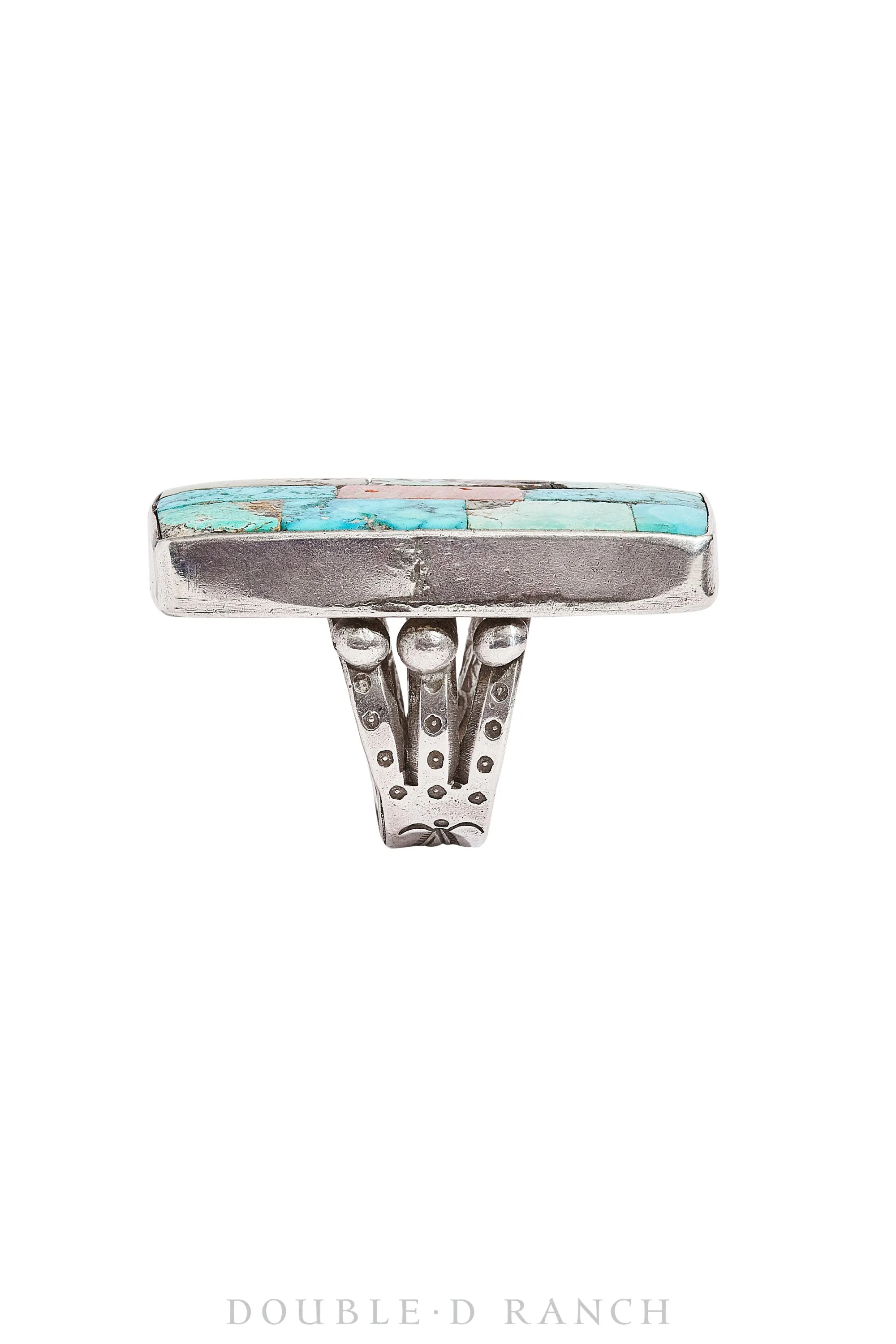 Ring, Jock Favour, Inlay, Turquoise & Orange Spiny Oyster, Artisan Hallmark, Contemporary