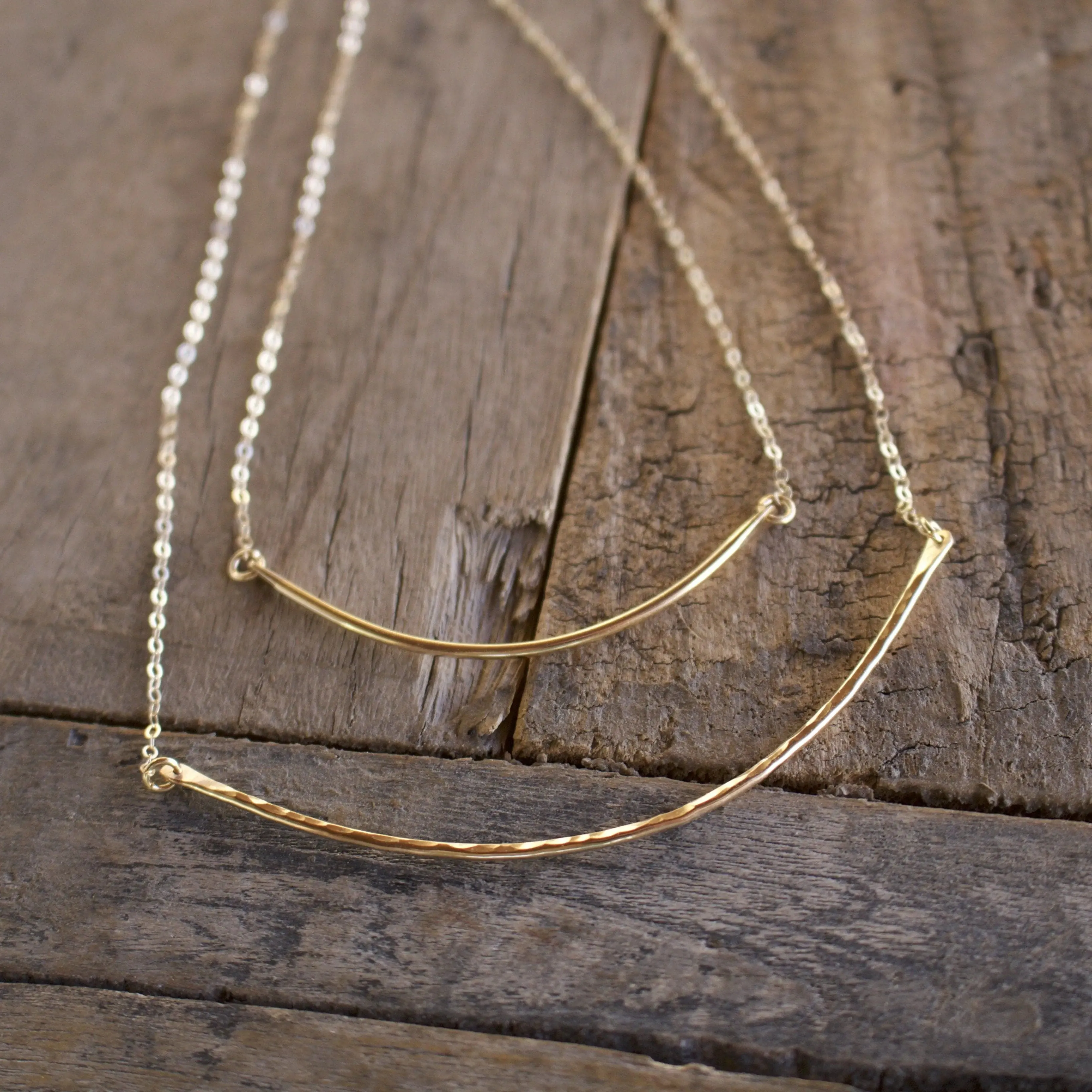 Rounded 14K Gold Fill Bar Necklace