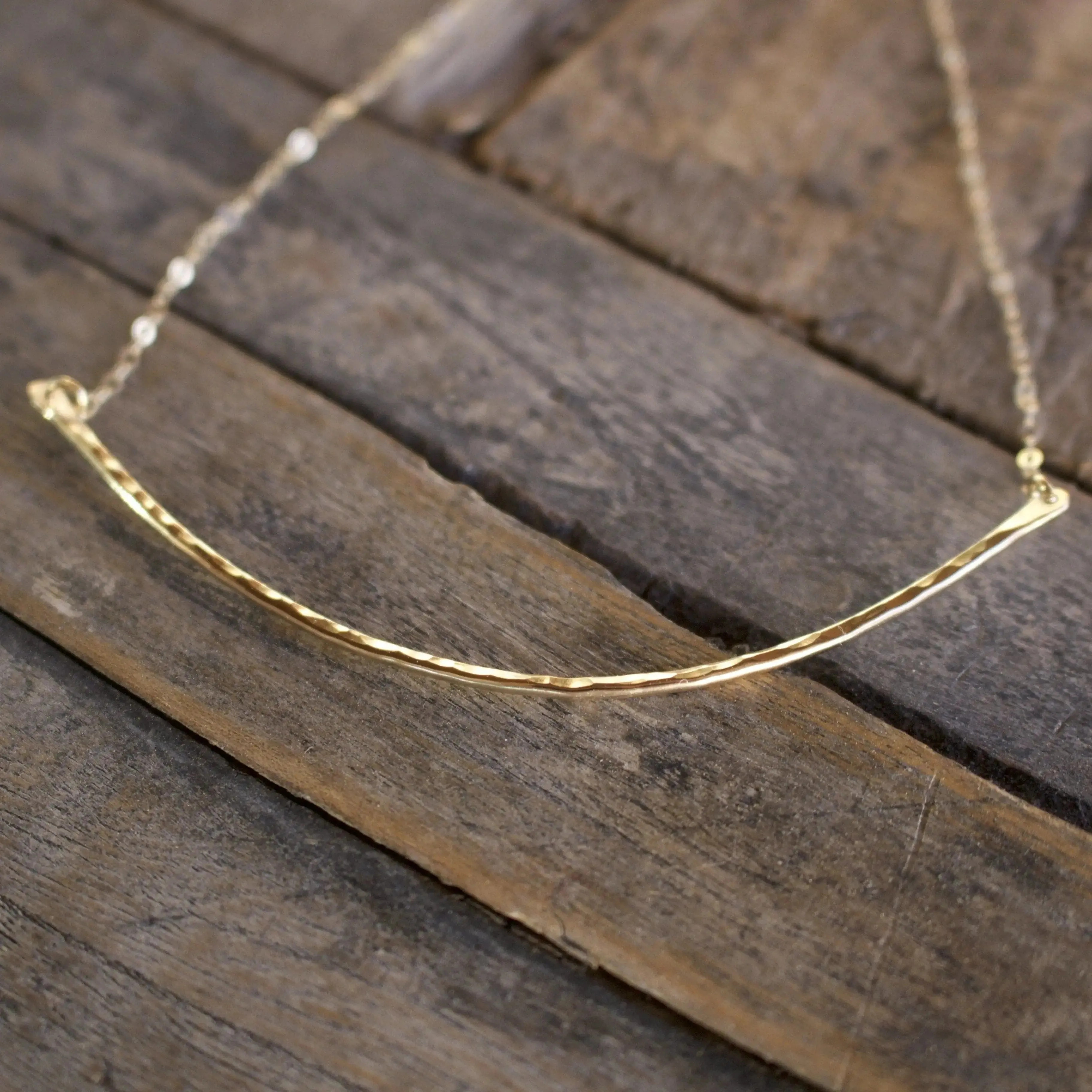 Rounded 14K Gold Fill Bar Necklace