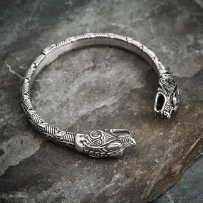 Stainless Steel Dragon Head Braided Torc Bracelet