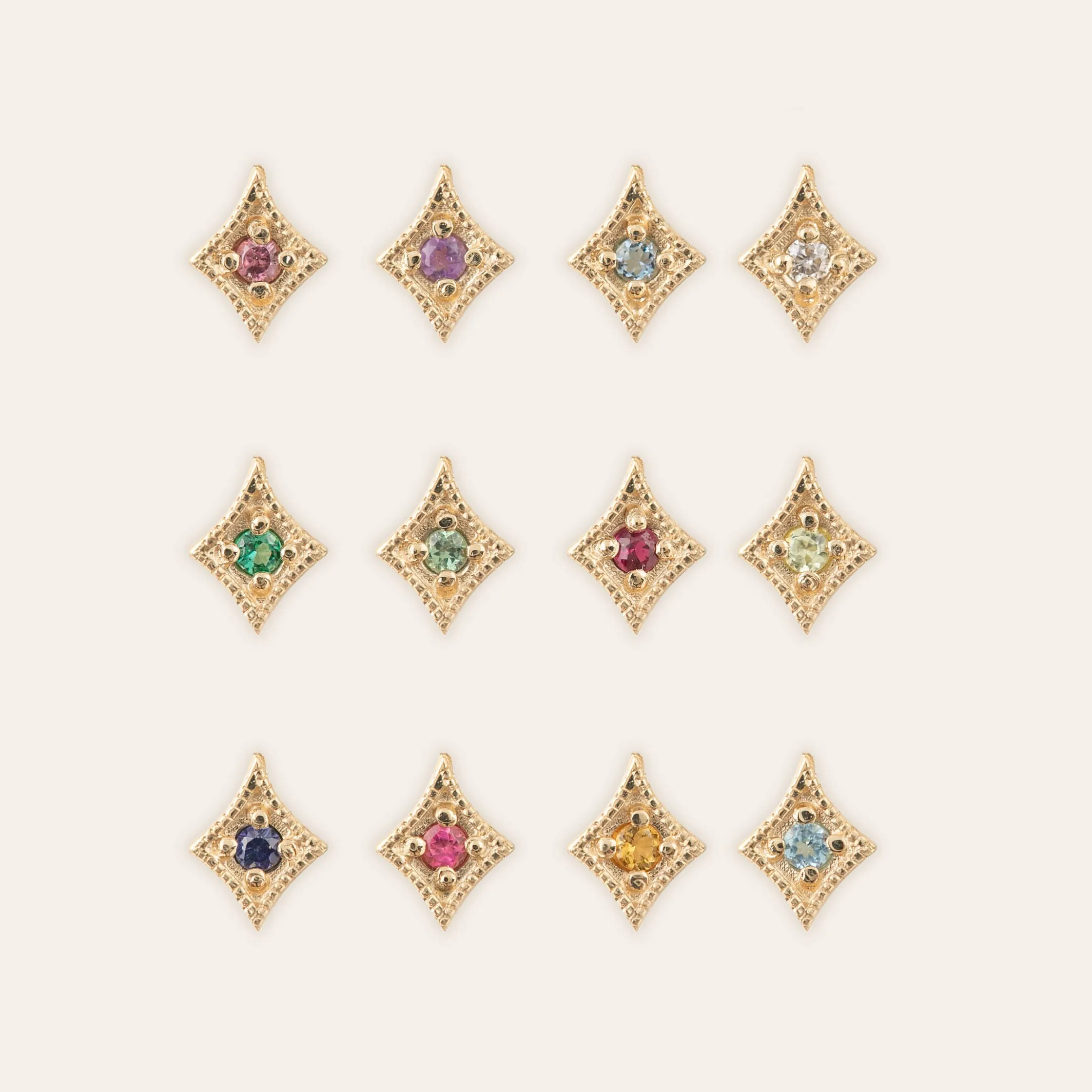 Star 1.5mm Birthstone Stud Earrings