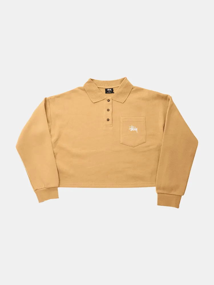 Stussy Graffiti Pocket Fleece Longsleeve Polo - Ochre