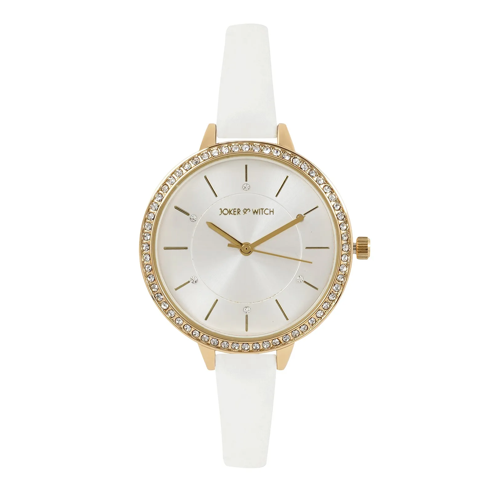 Sunrise All White Rhinestone PU Strap Watch