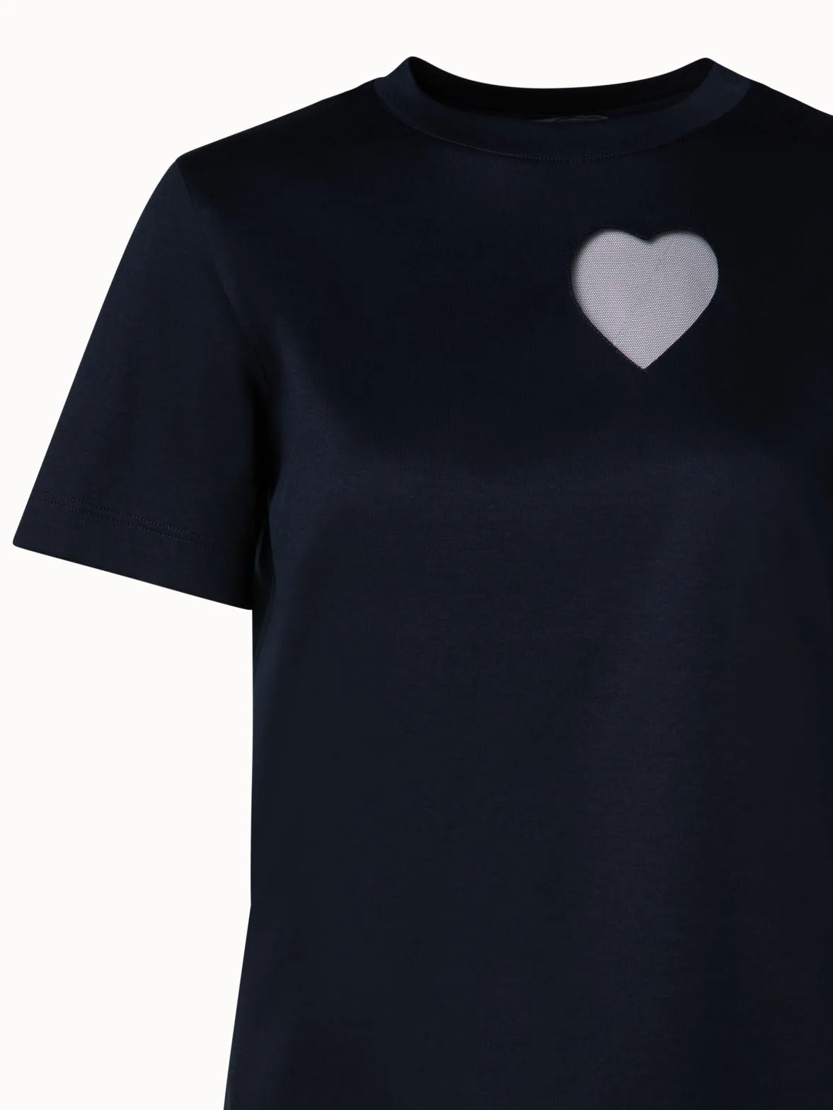 T-Shirt mit Hearts-Einsatz aus Tüll