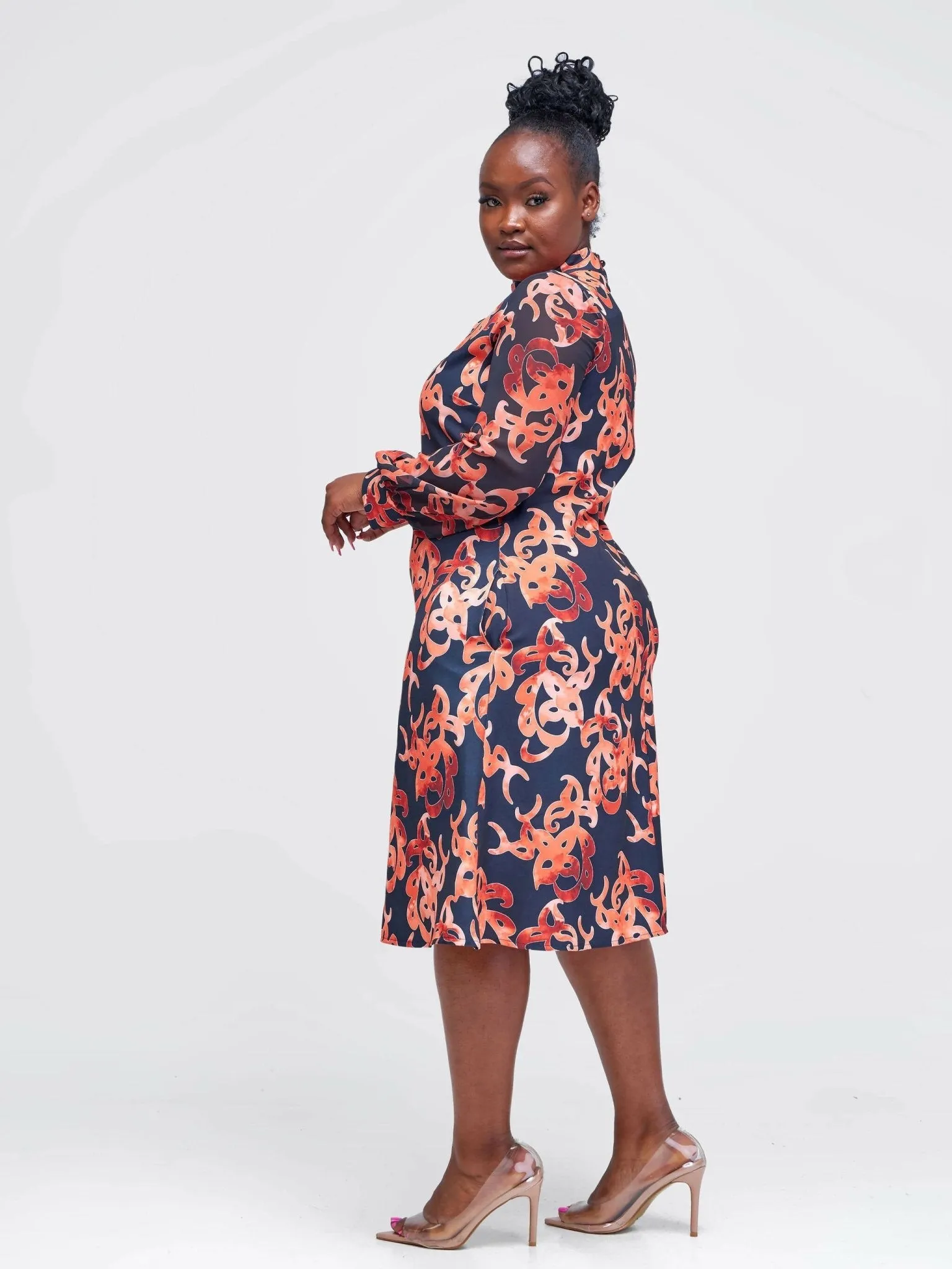 The Fashion Frenzy Printed Shift Dress - Orange