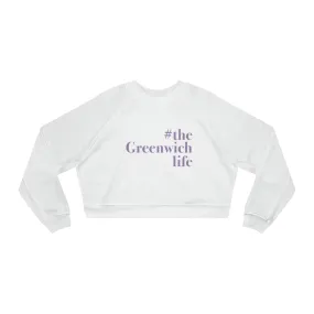 #thegreenwichlife Women's Cropped Fleece Pullover - Purple Print