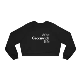 #thegreenwichlife Women's Cropped Fleece Pullover - White  Print