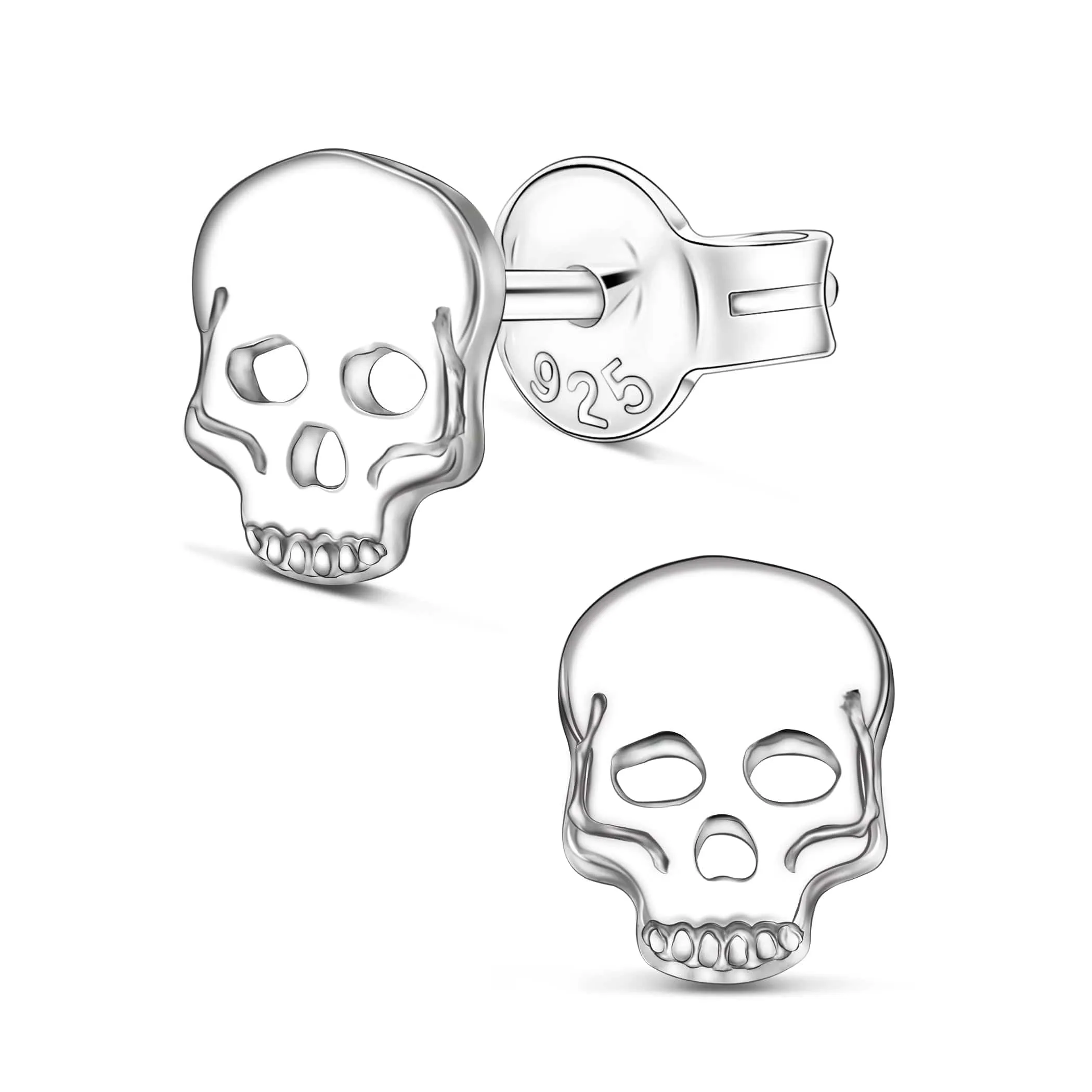 Tiny Skull Stud Earrings Sterling Silver