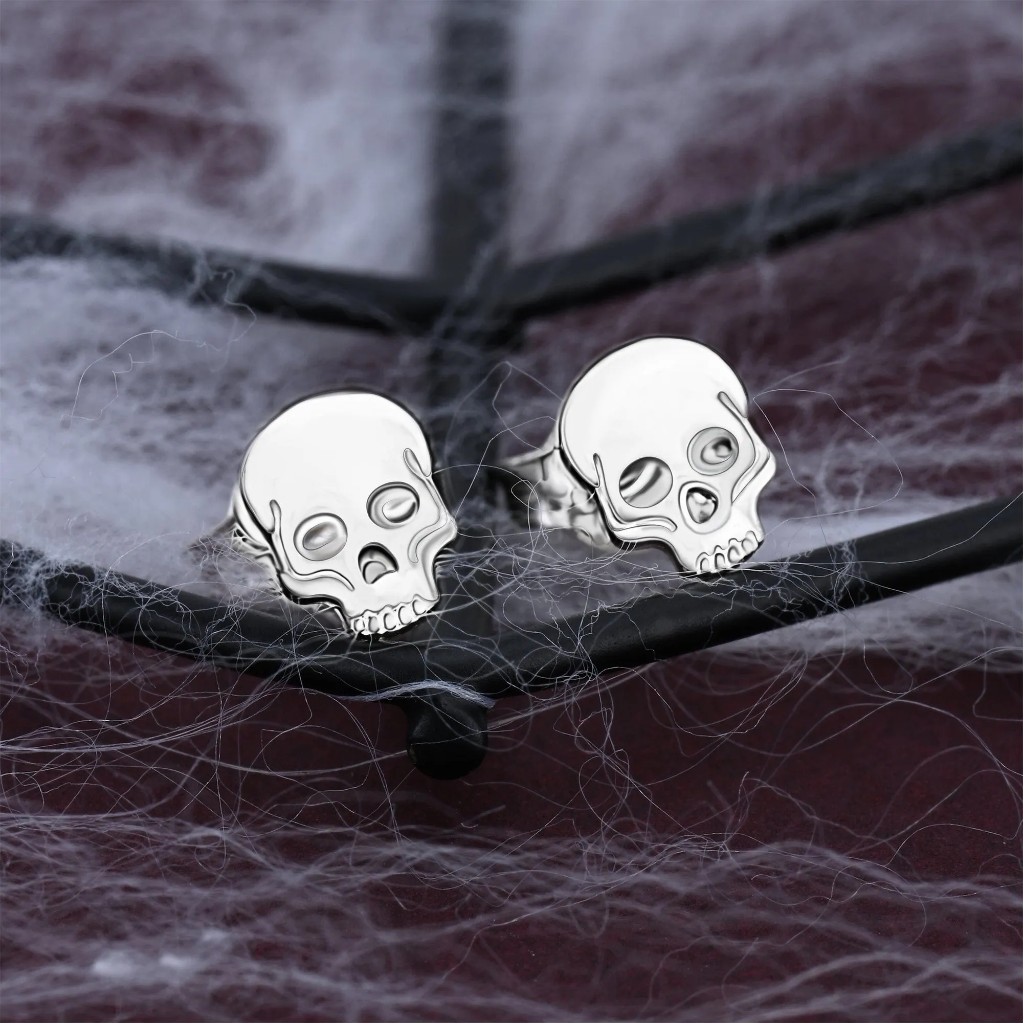 Tiny Skull Stud Earrings Sterling Silver