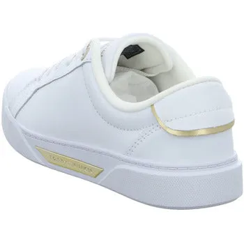 TOMMY HILFIGER Metallic Trim Leather Trainer White