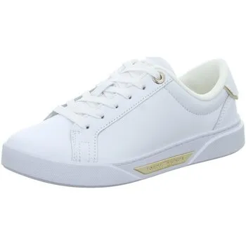 TOMMY HILFIGER Metallic Trim Leather Trainer White